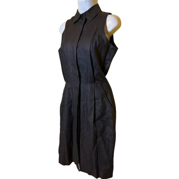 Lauren Alexander Petites Black linen dress open back sleeveless - Picture 3 of 4